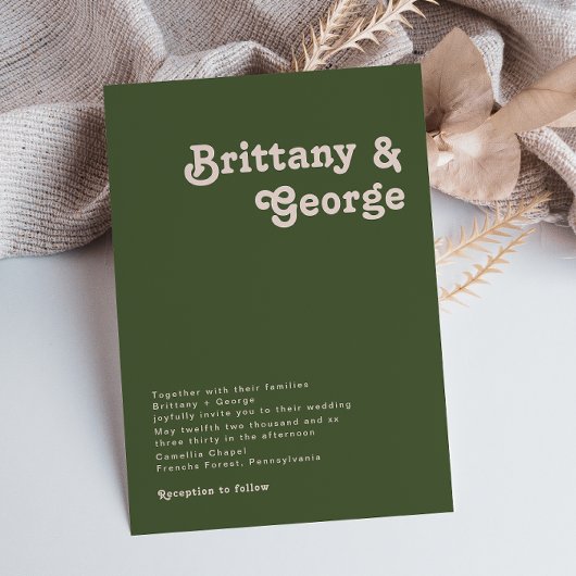 レトロシンプルビベスオリーブグリーン結婚式招待状 招待状