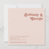 レトロシンプルビベス赤面ピンクスクウェア結婚ズ 招待状 (正面)