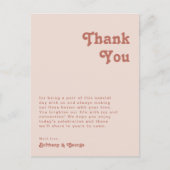 レトロシンプルビベス赤面ピンクテーブルサンキューカード ポストカード (正面)