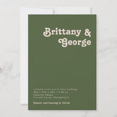 レトロシンプルビベス |オリーブグリーンカジュアル結婚ズ 招待状 (正面)