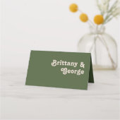 レトロシンプルビベス |オリーブグリーン折り畳み座席表 プレイスカード (裏面)