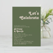 レトロシンプルビベス |オリーブグリーン祝レッツ 招待状 (スタンド正面)