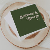 レトロシンプルビベス |オリーブ結婚グリーンのナプキン スタンダードカクテルナプキン