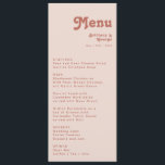 レトロシンプルビベス |赤面ピンク結婚ズ・ディナー メニュー<br><div class="desc">このシンプルレトロな雰囲気 |赤面結婚ピンクのディナーメニューは、クラシックのヴィンテージアースファンキートーンに最適結婚。このデザインはミニマルなヒッピー素朴なボホフォントを備えている。ニュートラルな南西の砂漠の色のパレットとボヘミアン自然ミッドセンチュリーのレタリングは、完璧な西の目的地のミニマルデザインを組み合わせモダンる。色感じを自由に変更する自分のアートワーク、グラフィック、または写真を追加。このもし商品のデザインについて質問がある感じと、お気軽にお問い合わせ！</div>