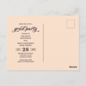 レトロシンプルピンクアーチ写真大学院パーティー ポストカード (裏面)