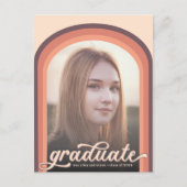 レトロシンプルピンクアーチ写真大学院パーティー ポストカード (正面)