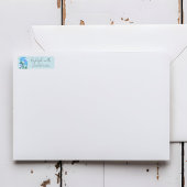 レトロシンプルフローラスカイブルー結婚式招待状 ラベル