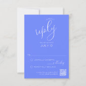 レトロシンプルフローラパープル結婚式招待状RSVP 出欠カード (正面)