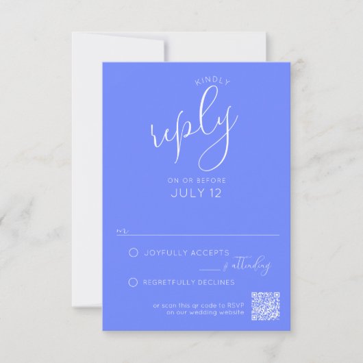 レトロシンプルフローラパープル結婚式招待状RSVP 出欠カード (正面)