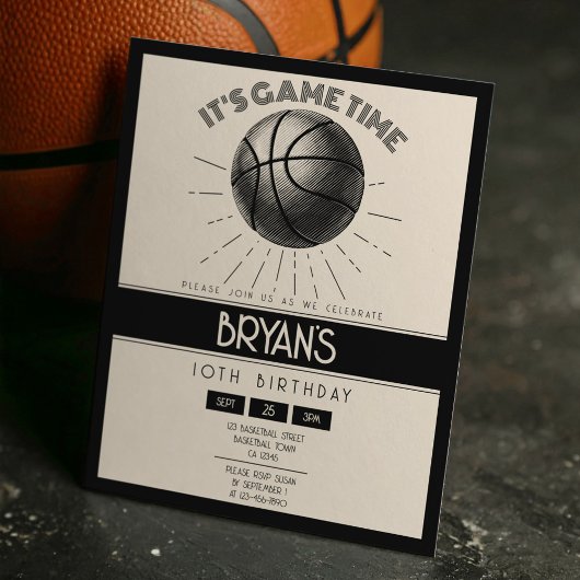 レトロシンプルブラックバスケットボールバジェット誕生日