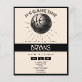 レトロシンプルブラックバスケットボールバジェット誕生日 (正面)