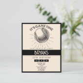 レトロシンプルブラックベースボールバジェット誕生日招待状 (スタンド正面)