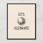 レトロシンプルブラックベースボールバジェット誕生日招待状 (裏面)