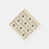 レトロシンプルベージュカントリークリスマスツリーパターン スタンダードカクテルナプキン (角)