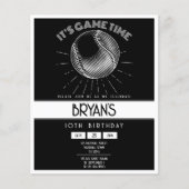 レトロシンプルホワイトベースボールバジェット誕生日招待状 (正面)