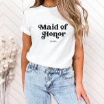 レトロシンプルボホタイポグラフィ |メイド・オブ・オーナー（花嫁付き添い人） Tシャツ<br><div class="desc">このトレンディーシンプル、ブライダルパーティTシャツはレトロなブラックタイポグラフィで「メイド・オブ・オーナー（花嫁付き添い人）」という言葉と彼女の名前の宇宙を備えており、あなたのメンバーのための完璧な贈り物である。</div>