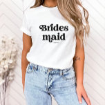 レトロシンプルボホタイポグラフィ |花嫁メイド Tシャツ<br><div class="desc">このトレンディーシンプル、Tシャツはレトロな黒いタイポグラフィに「Bridesmaid」という言葉を付け、彼女の名前の宇宙と共に、あなたのブライダルパーティのメンバーのための完璧な贈り物である。</div>