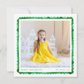 レトロシンプルモダングリーンフォトフレームのクリスマス シーズンカード (正面)