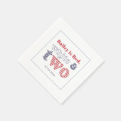 レトロシンプルレッドホワイト二つ誕生日パーティー スタンダードカクテルナプキン (角)