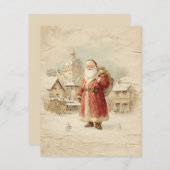 レトロシンプルヴィンテージクリスマスサンタクロース シーズンカード (正面/裏面)