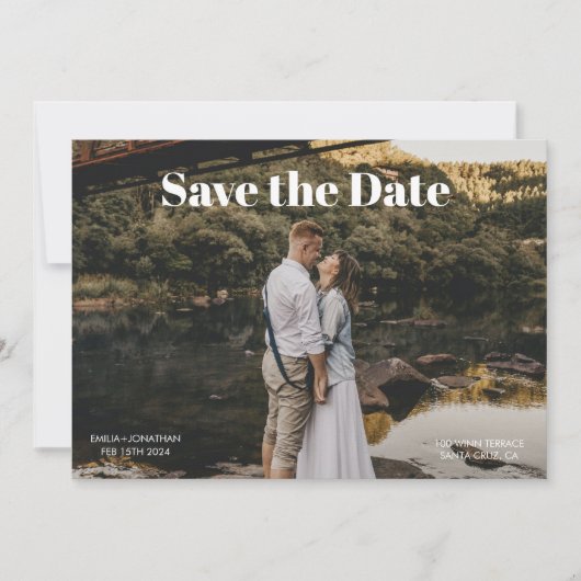 レトロシンプル写真の保存日付 招待状 (正面)