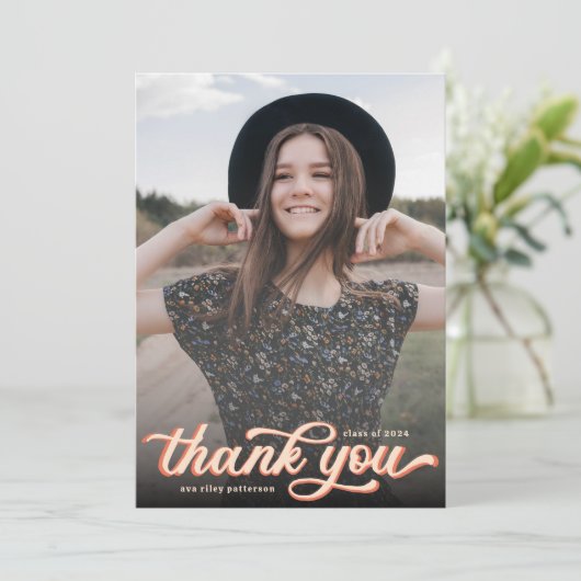 レトロシンプル写真卒業ありがとう サンキューカード (スタンド正面)