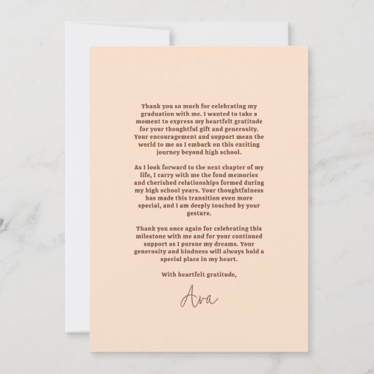 レトロシンプル写真卒業ありがとう サンキューカード (裏面)
