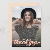 レトロシンプル写真卒業ありがとう サンキューカード (正面/裏面)