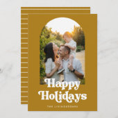 レトロシンプル型アーチフォトホリデーカード シーズンカード (正面/裏面)