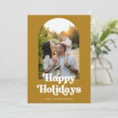 レトロシンプル型アーチフォトホリデーカード シーズンカード (スタンド正面)