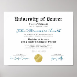 レトロシンプル大学大学院修了証書タイプ ポスター