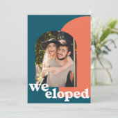 レトロシンプル幾何学的フォトティール(緑がかった色)我々はパーティーを駆け落とし 案内状 (スタンド正面)