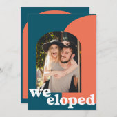 レトロシンプル幾何学的フォトティール(緑がかった色)我々はパーティーを駆け落とし 案内状 (正面/裏面)