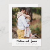 レトロシンプル手書きフォント写真の保存日付 案内ポストカード (正面/裏面)