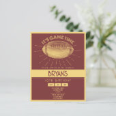 レトロシンプル金ゴールドサッカーバジェット誕生日招待状 (スタンド正面)