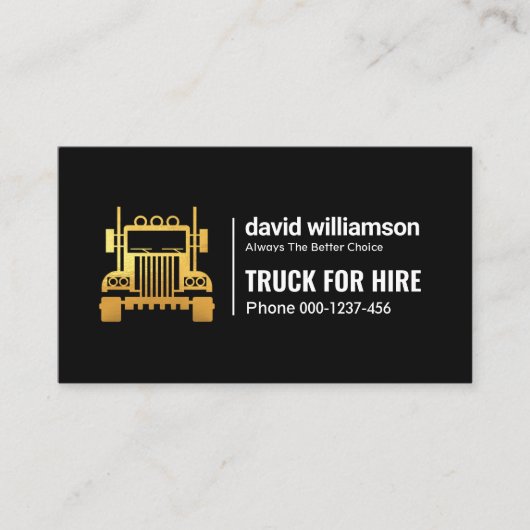 レトロシンプル金ゴールドトラック輸送 名刺 (正面)