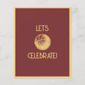 レトロシンプル金ゴールドバスケットボールバジェット誕生日 (裏面)