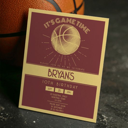 レトロシンプル金ゴールドバスケットボールバジェット誕生日