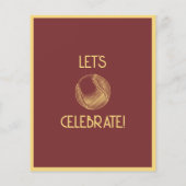 レトロシンプル金ゴールド野球予算誕生日招待状 (裏面)