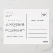 レトロシンプル高校卒業 箔招待状ポストカード (裏面)