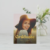 レトロシンプル高校卒業 箔招待状ポストカード (立ち正面)