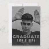 レトロシンプル1枚の写真卒業 案内状 (正面)