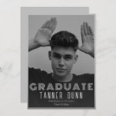 レトロシンプル1枚の写真卒業 案内状 (正面/裏面)