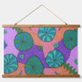 レトロシーガーデンinオレンジと紫 吊り下げ型タペストリー (正面)