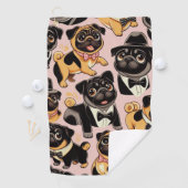 レトロシームレスかわいいパグ ゴルフタオル (インサイチュ)