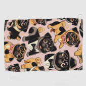 レトロシームレスかわいいパグ ゴルフタオル (横)