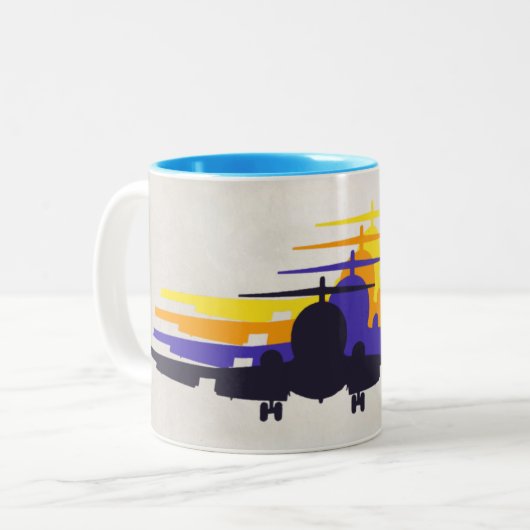 レトロジェットエイジシルーエットマグ ツートーンマグカップ (正面左)