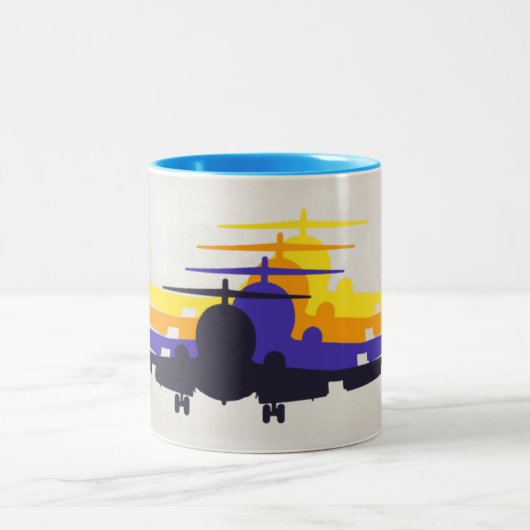 レトロジェットエイジシルーエットマグ ツートーンマグカップ (中央)