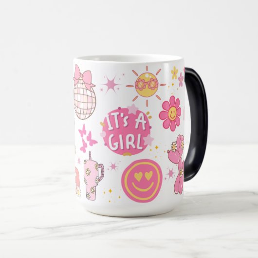 レトロジェンダーそれが女の子であることを明らかにする モーフィングマグカップ (正面右)