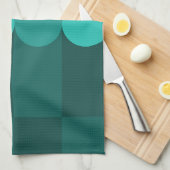 レトロジオメストライプトリティール（緑がかった色） キッチンタオル (四つ折り)